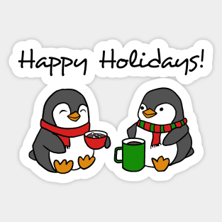 Christmas Penguins Enjoying Hot Cocoa Sticker